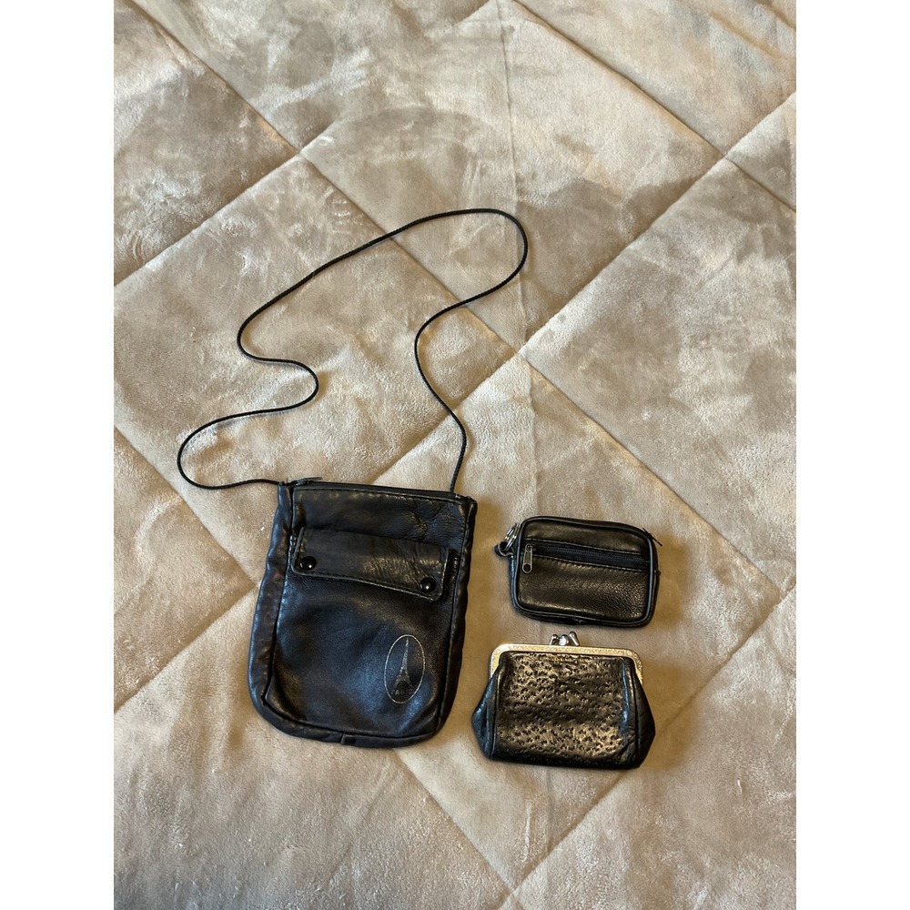 Unbranded Crossbody Bag & Wallets Women OS Black Excellent Leather Paris Set